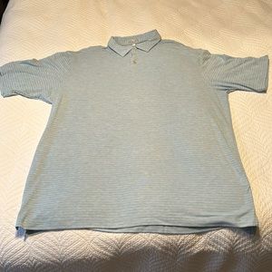 Peter Millar baby blue and gray striped cotton polo